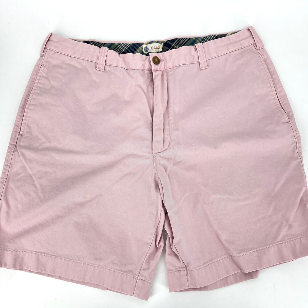 Vintage J. Crew Hong Kong Mens Light Pink 100% Cotton Shorts Size 38 x 8